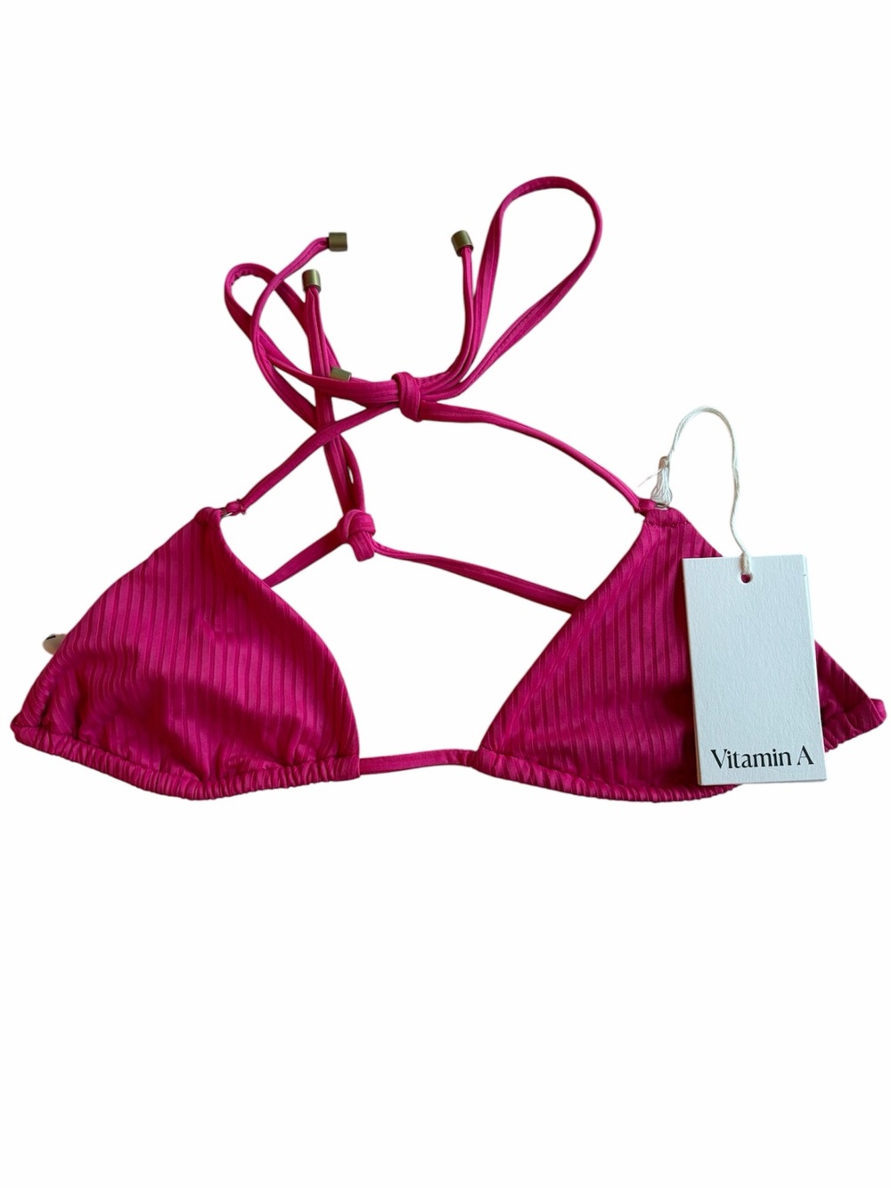 Vitamin A Pink Triangle Bikini Top Womens Size Small NWT